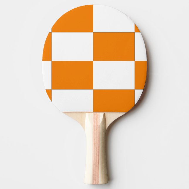 Checkard Orange & White Design Ping Pong Paddle (Front)