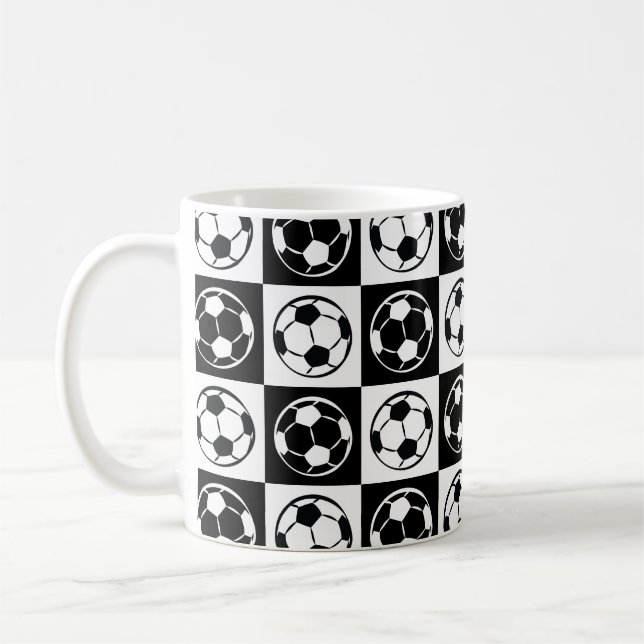 Checkboard Football / Soccer Ball Pattern  Coffee Mug (Left)