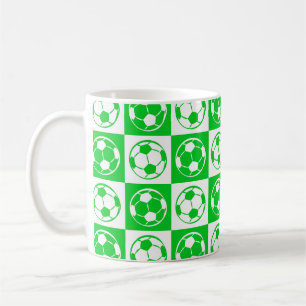 Checkboard Football / Soccer Ball Pattern - Green Coffee Mug