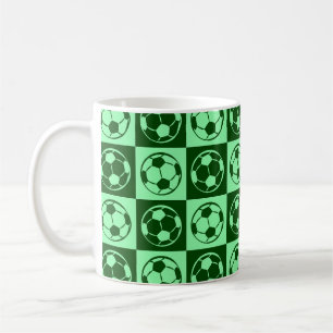 Checkboard Football / Soccer Ball Pattern - Green Coffee Mug