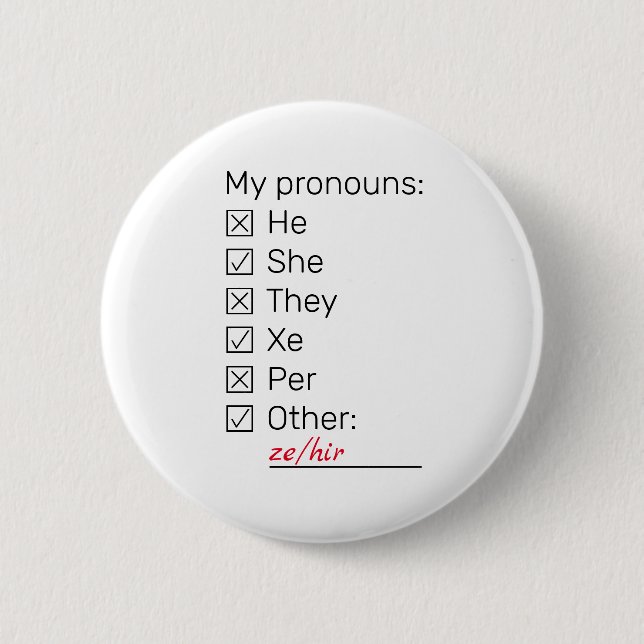 Checkboxes neopronoun 6 cm round badge (Front)
