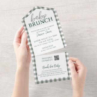 Checked Baby Brunch Invitation -Tear Off for Books