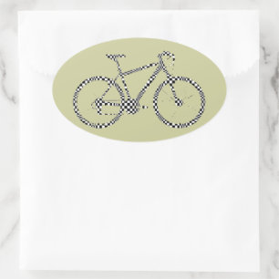 Checked Bike Oval Sticker