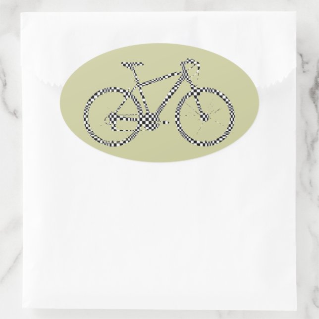 Checked Bike Oval Sticker (Bag)