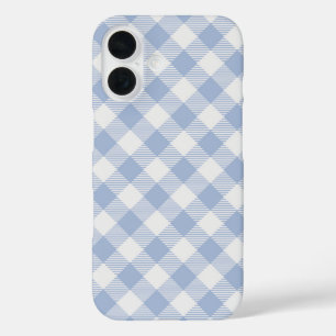 Checked Blue Gingham Classic iPhone 16 Case