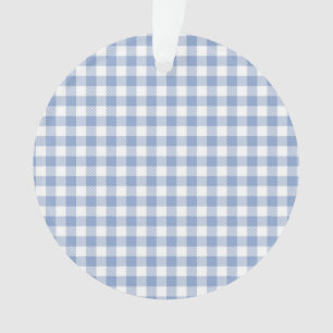 Checked Blue Gingham Classic  Ornament