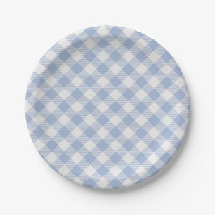 Checked Blue Gingham Classic  Paper Plate