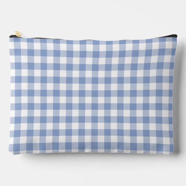Checked Blue Gingham Classic Pattern Accessory Pouch (Front)