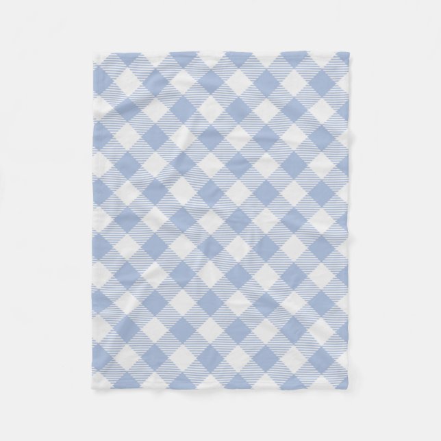 Checked Blue Gingham Classic Pattern Fleece Blanket (Front)