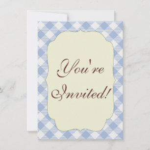 Checked Blue Gingham Classic Pattern Invitation