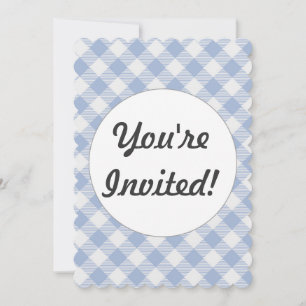 Checked Blue Gingham Classic Pattern Invitation