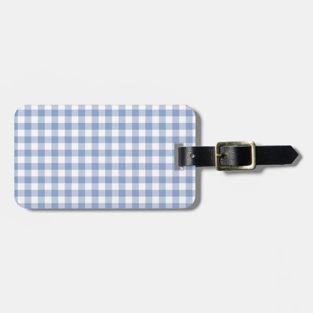 Checked Blue Gingham Classic Pattern Luggage Tag (Front Horizontal)