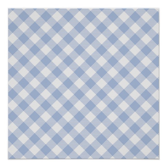 Checked Blue Gingham Classic Pattern Poster (Front)