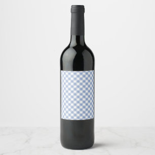 Checked Blue Gingham Classic Pattern Wine Label