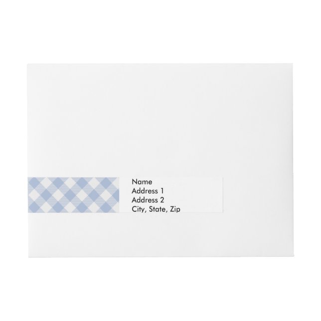 Checked Blue Gingham Classic Pattern Wraparound Address Label (Front)
