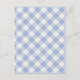 Checked Blue Gingham Classic  Postcard