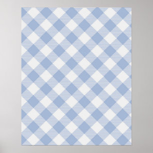 Checked Blue Gingham Classic  Poster
