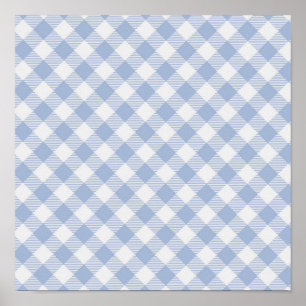 Checked Blue Gingham Classic  Poster