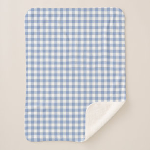 Checked Blue Gingham Classic  Sherpa Blanket