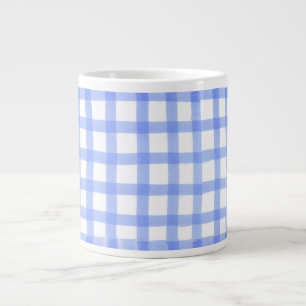 "Checked Blue & White" Large Mug Jumbo Mug