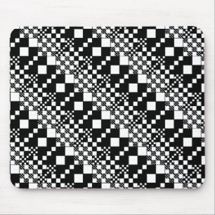 Checked, Checks - Black and White Mouse Mat