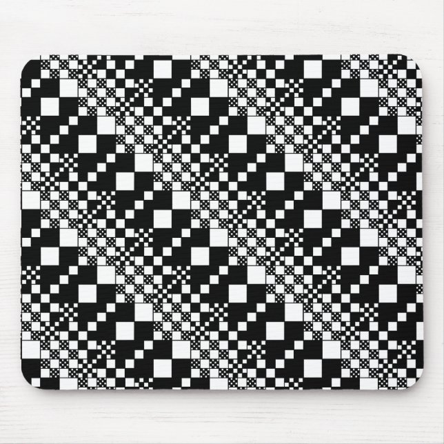Checked, Checks - Black and White Mouse Mat (Front)