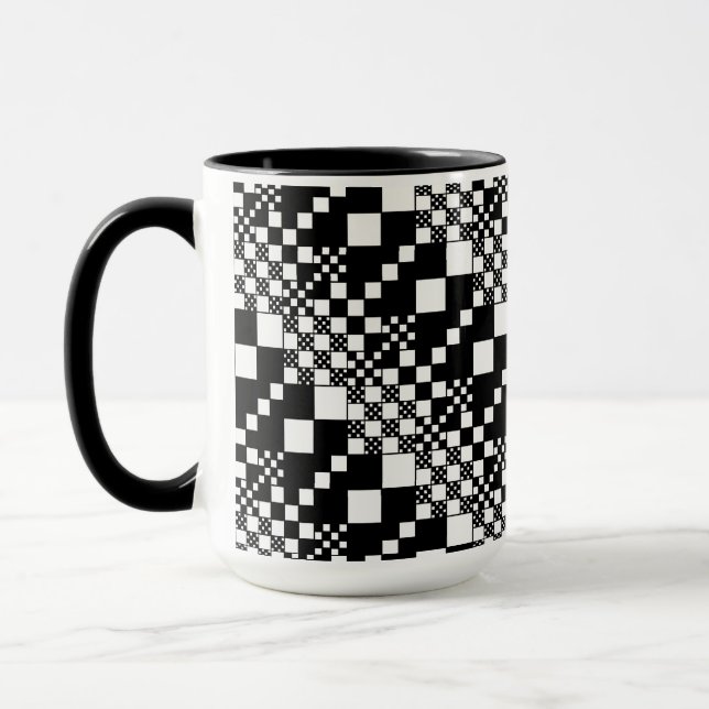 Checked, Checks - Black and White Mug (Left)