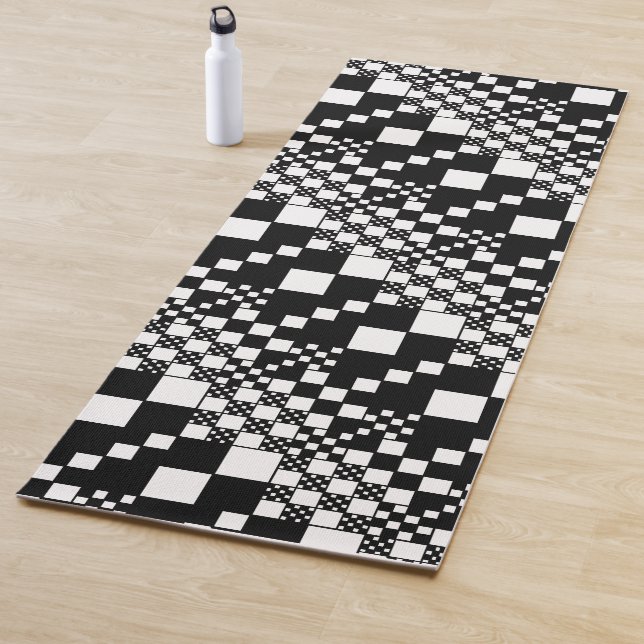 Checked, Checks - Black and White Yoga Mat (In Situ)
