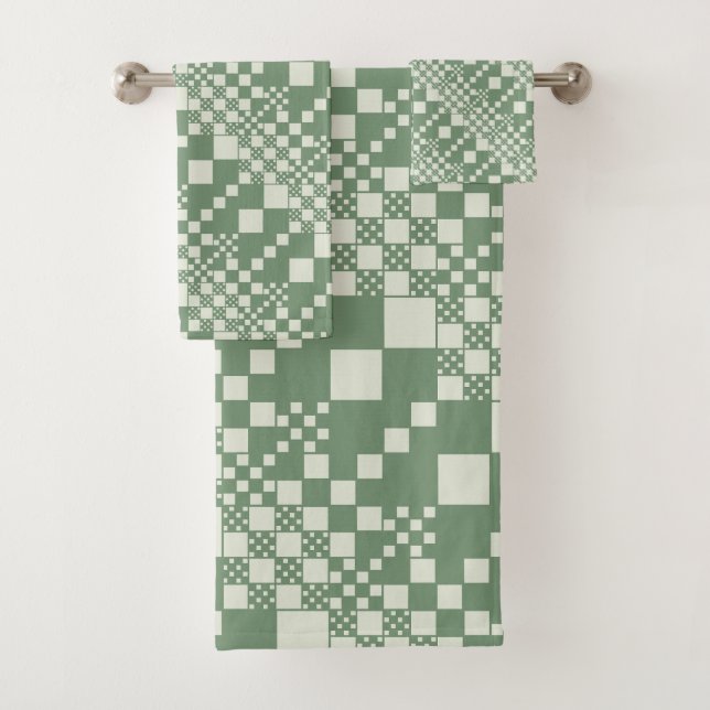 Checked, Checks in Green Bath Towel Set (Insitu)
