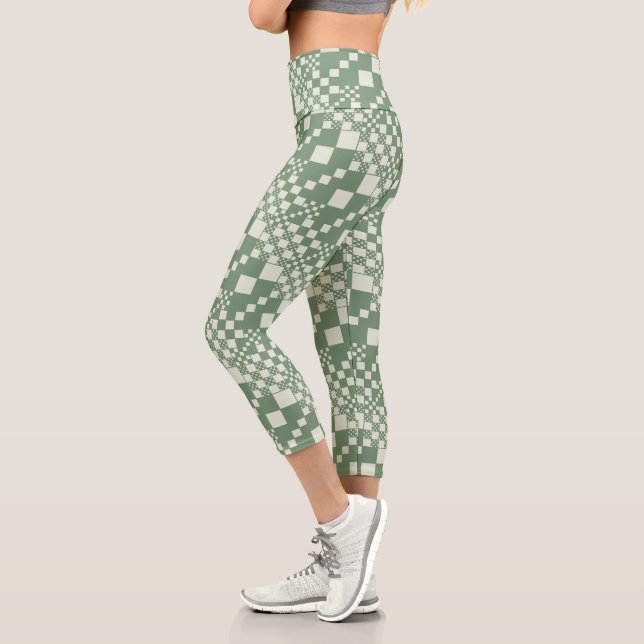Checked, Checks in Green Capri Leggings (Left)