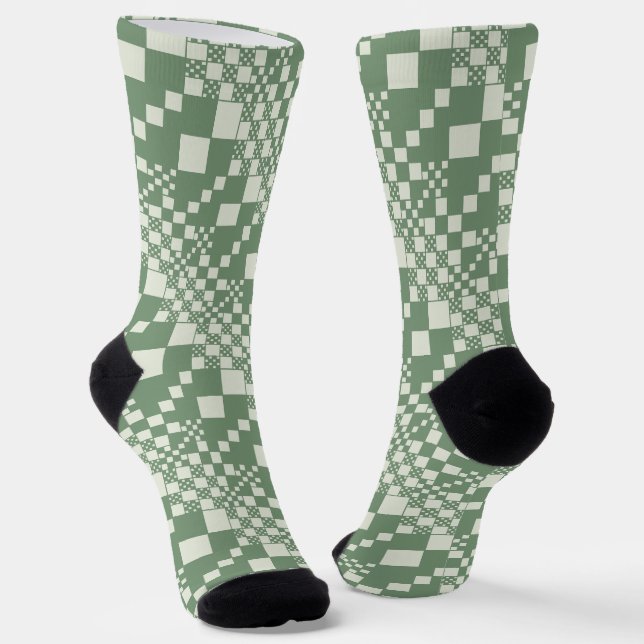 Checked, Checks in Green Socks (Angled)