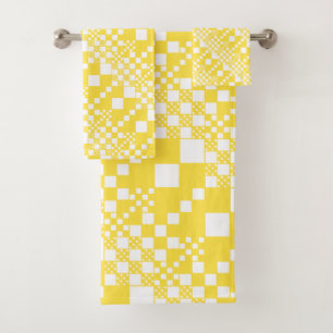 Checked, Checks in Lemon Yellow and White Bath Towel Set