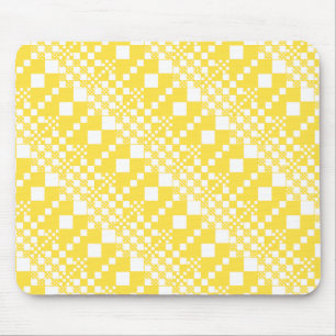 Checked, Checks in Lemon Yellow and White Mouse Mat