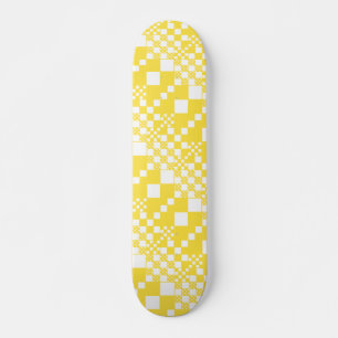 Checked, Checks in Lemon Yellow and White Skateboard