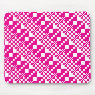 Checked, Checks in Magenta and White Mouse Mat
