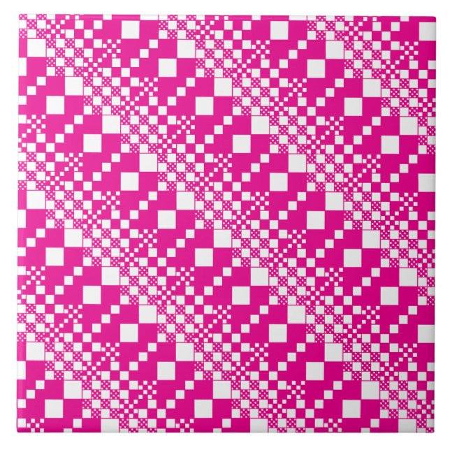 Checked, Checks in Magenta and White Tile (Front)