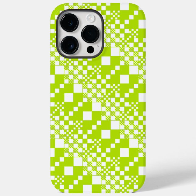  Checked, Checks - Lime Green and White Case-Mate iPhone Case (Back)