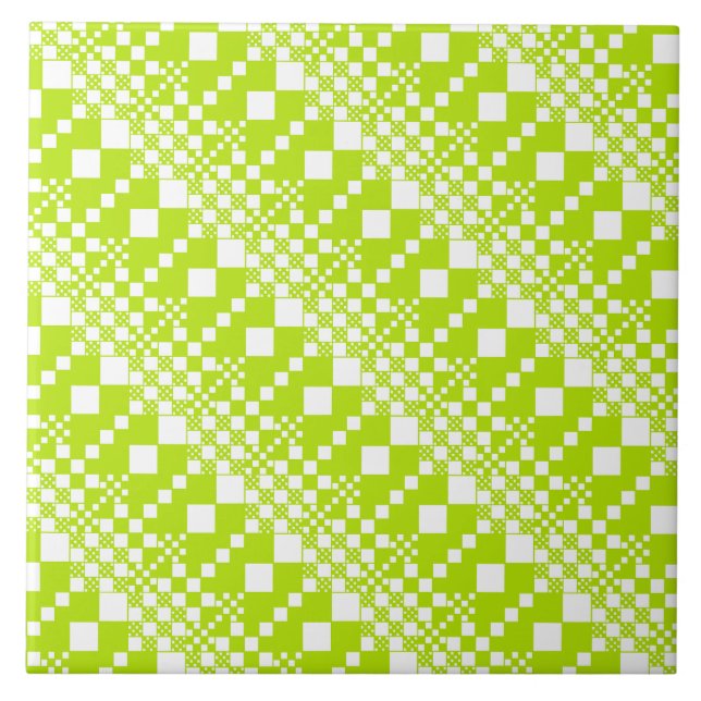  Checked, Checks - Lime Green and White Tile (Front)