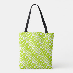 Checked, Checks - Lime Green and White Tote Bag