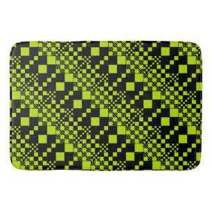 Checked, Checks - Lime Green Bath Mat