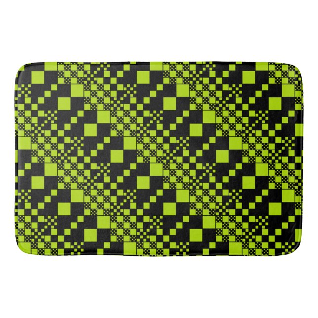Checked, Checks - Lime Green Bath Mat (Front)