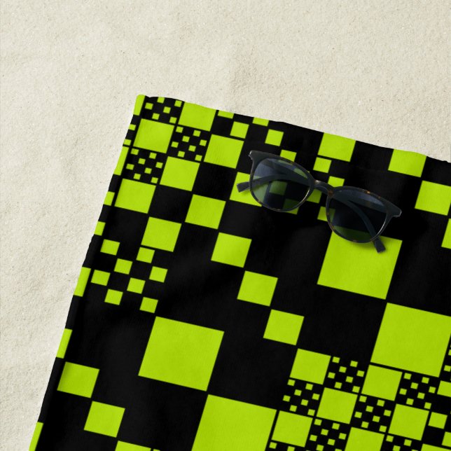 Checked, Checks - Lime Green Beach Towel (In Situ)