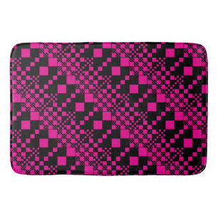 Checked, Checks - Magenta and Black Bath Mat