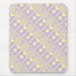 Checked, Checks - Pastel Yellow and Purple Mouse Mat