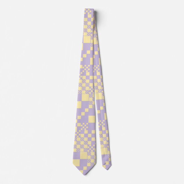 Checked, Checks - Pastel Yellow and Purple Tie (Front)