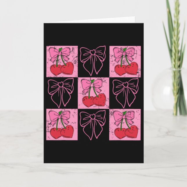 Checked Cherry Coquette Love You Cherry Much 1  Card (Front)