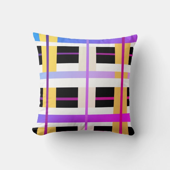 Checked Colourful Pink Pattern Throw Pillow Cushio (Front)