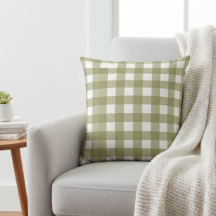 Checked cushion Green farmhouse-style cushion Grid