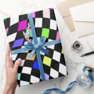 Checked Geometric Wrapping Paper