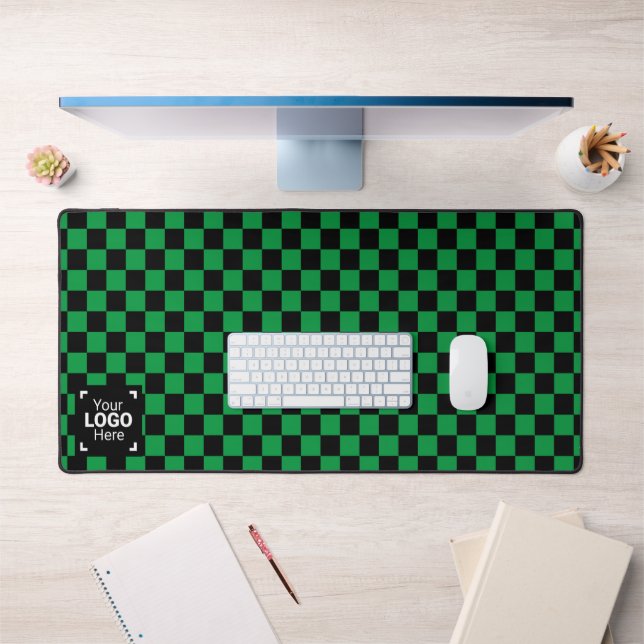 Checked Green / Black with Your Business Logo Desk Mat (Office 1)